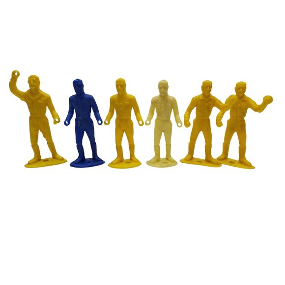 Vintage MPC Yellow Construction Worker Hard Plastic Miniature Figures - Picture 1 of 5